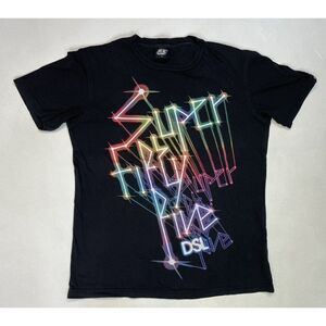 55DSL Diesel Neon Graphic T-shirt Women Medium Black Short Sleeve